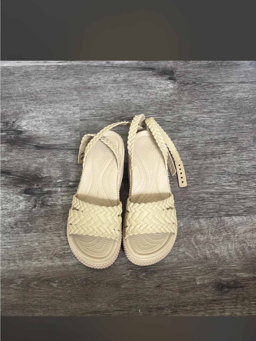 NWOT Crocs Brooklyn Woven Wedge in Chai sz 8 - Picture 4 of 4